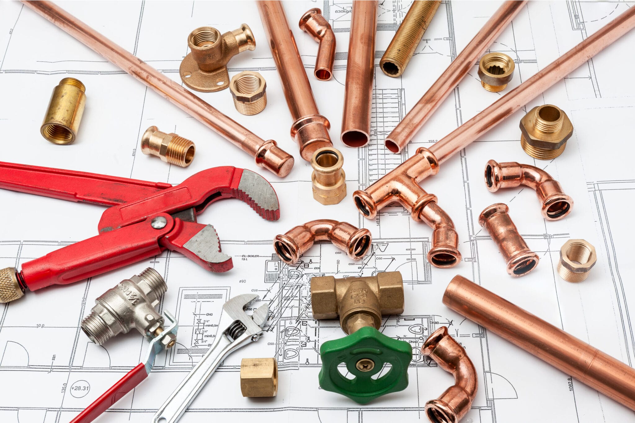 Copper pipe fittings and plumbing parts for Miami Gardens, Florida repairs