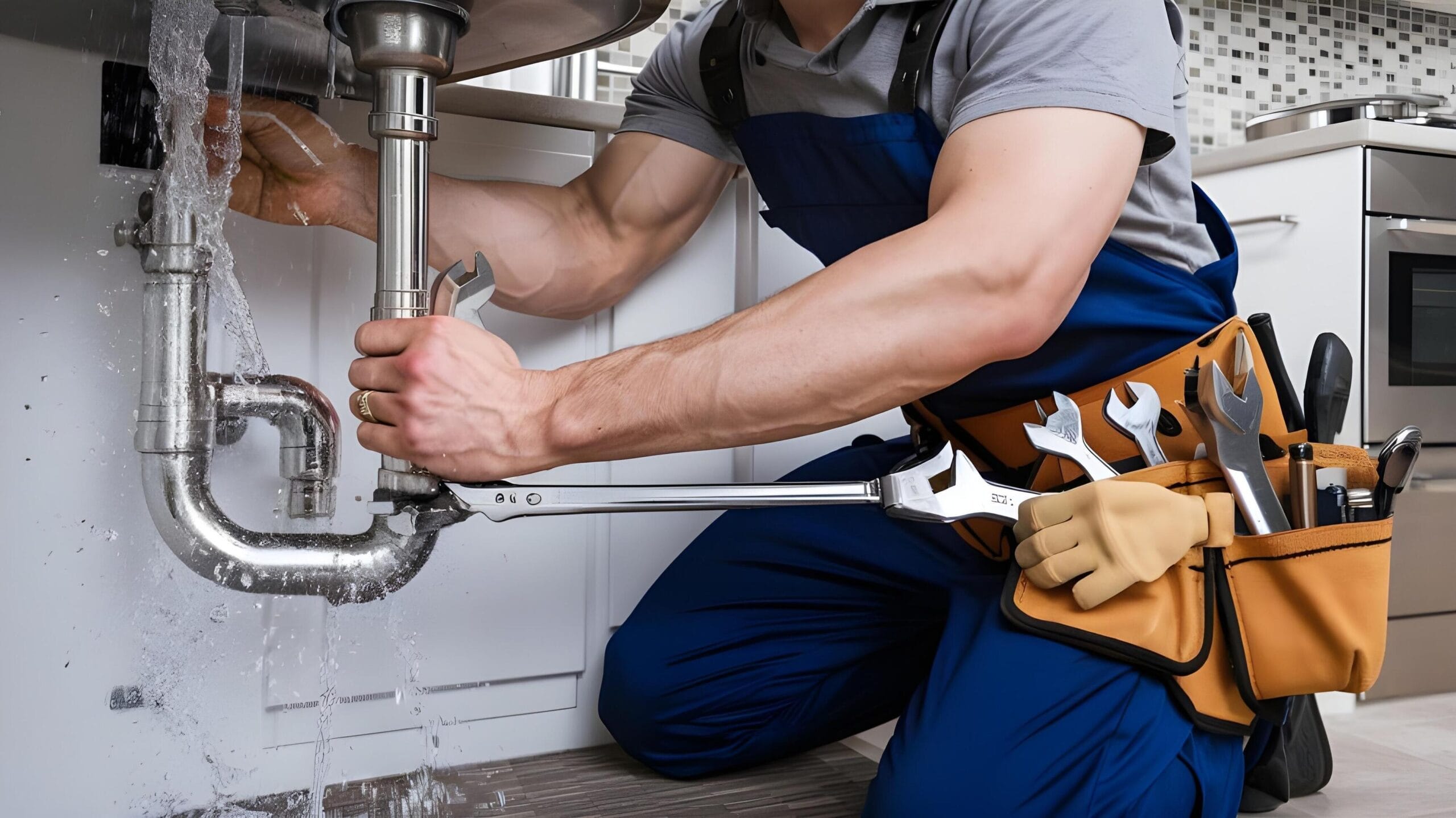 Plumber tightening a residential plumbing pipe in Miami Gardens